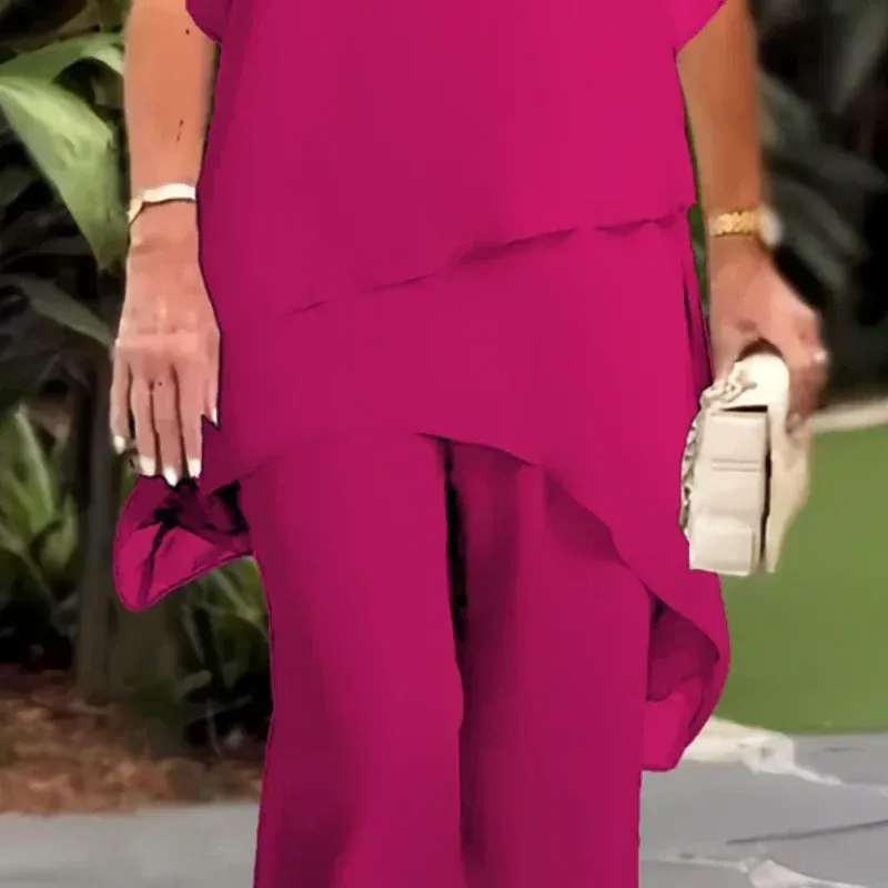 🔥2025 HOT SALE 50% OFF🔥Charming Irregular Top & Wide Leg Pants Set