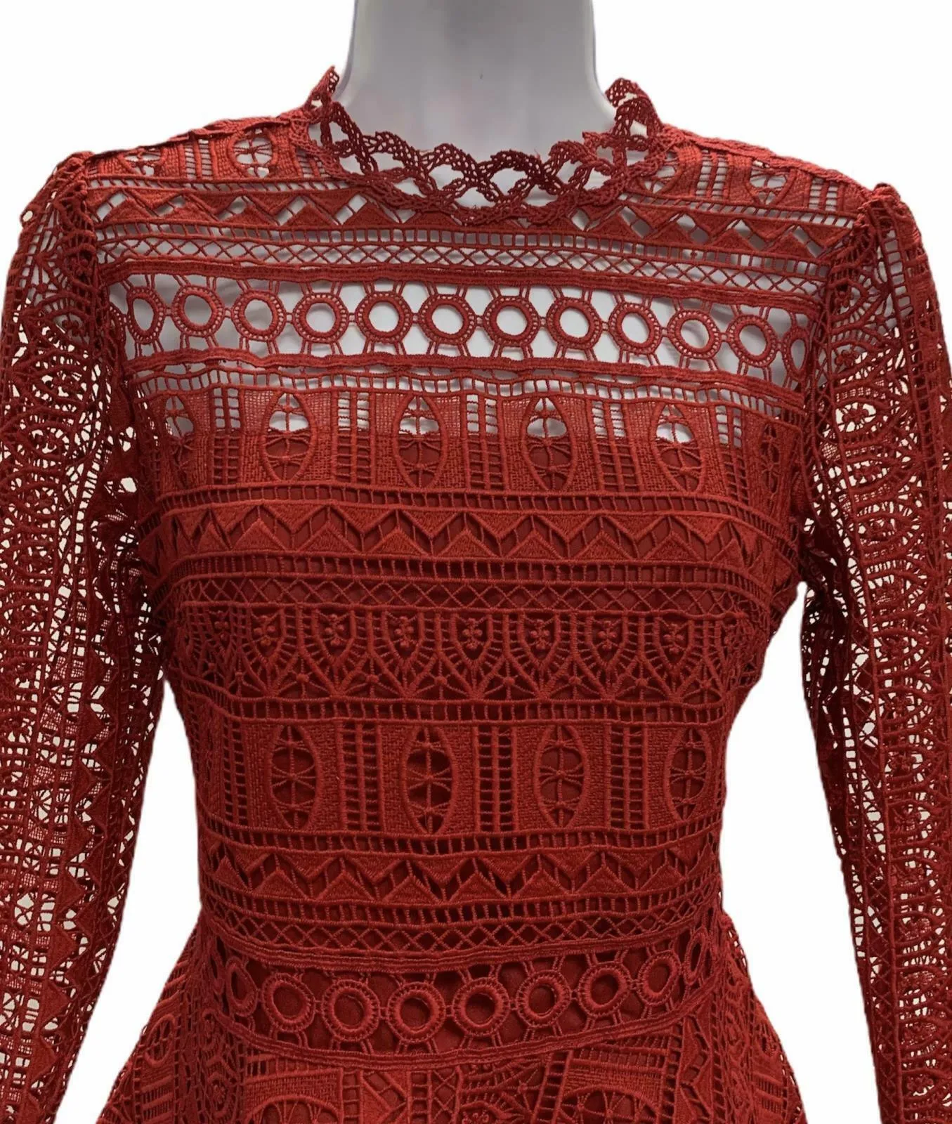 Anthropologie Moulette Soeurs Lace Peplum Top Blouse Size 4 Red