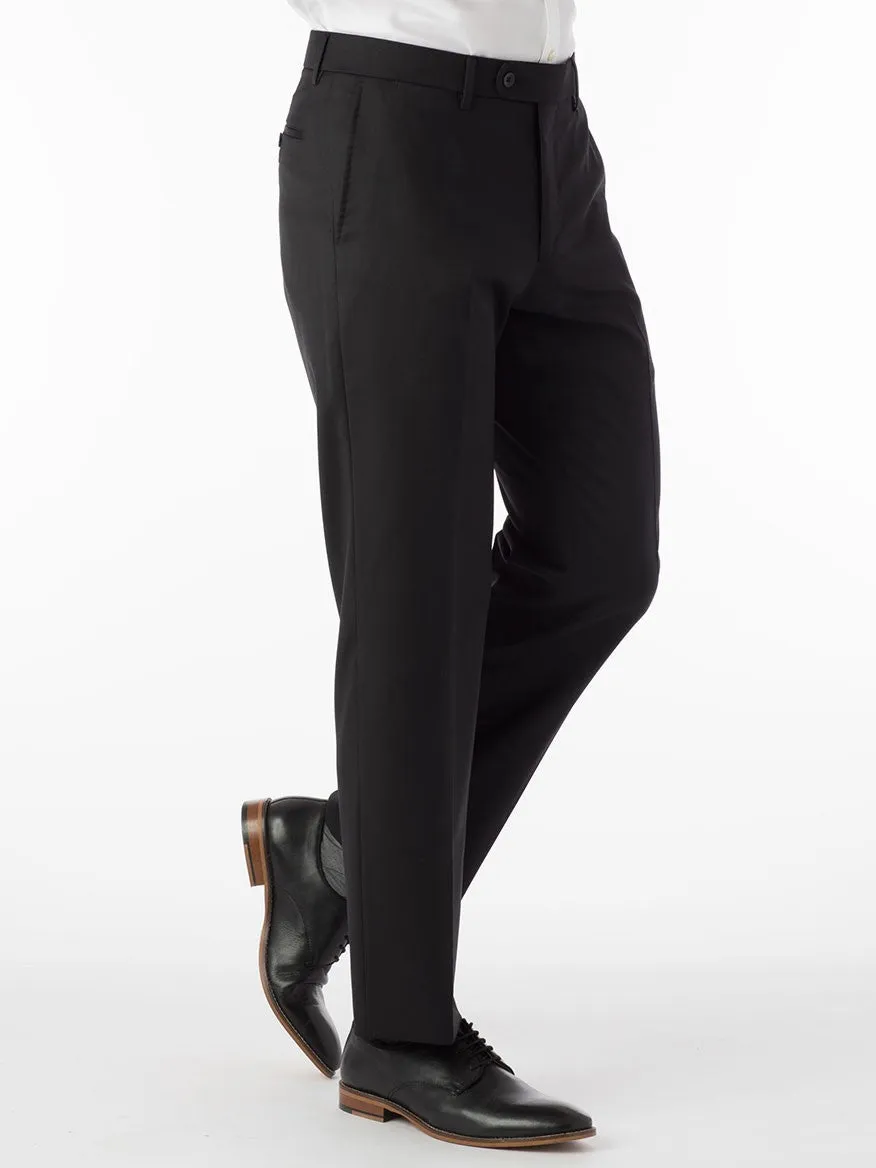 Ballin Houston Super 130s Modern Flat Front Pant in Black