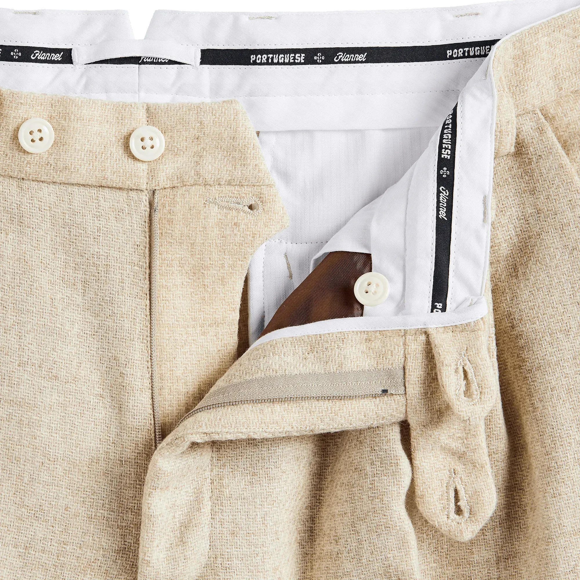 Double Pleat Trousers - Ecru