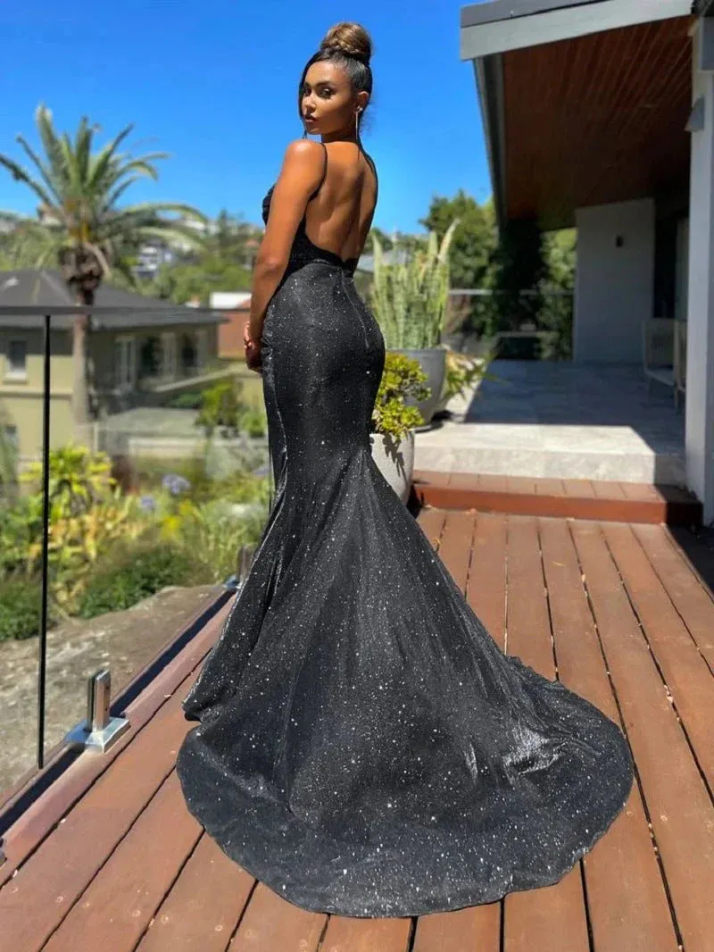 Evening Dresses Mermaid Open Back Prom Dresses Polyester Floor Length