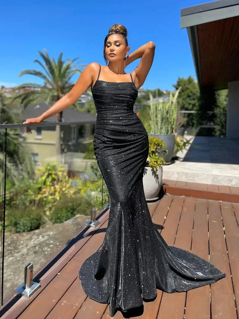 Evening Dresses Mermaid Open Back Prom Dresses Polyester Floor Length