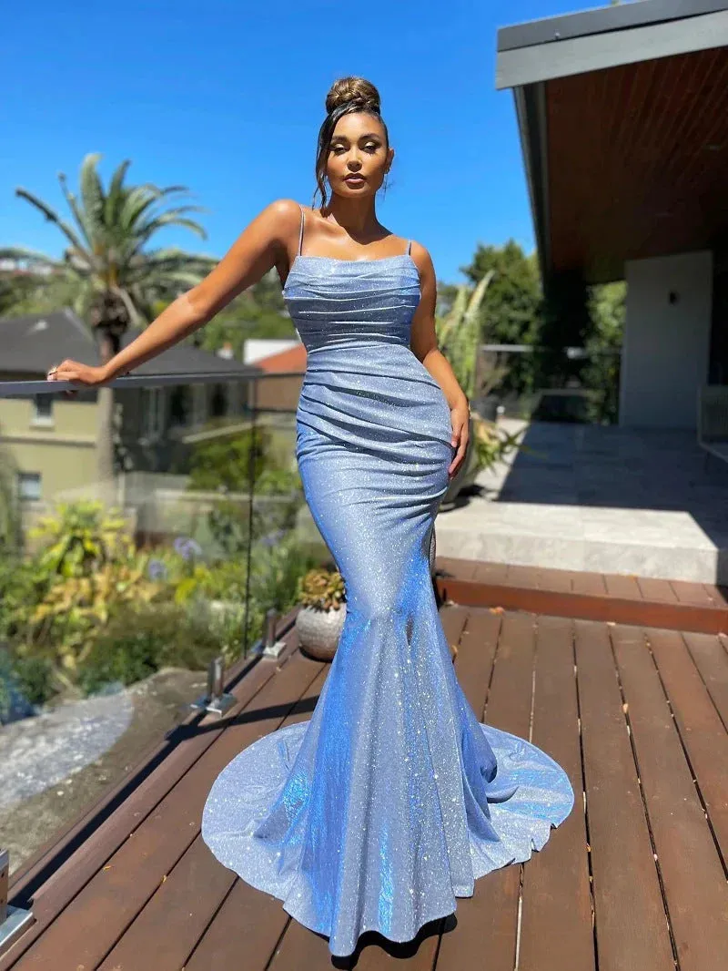 Evening Dresses Mermaid Open Back Prom Dresses Polyester Floor Length