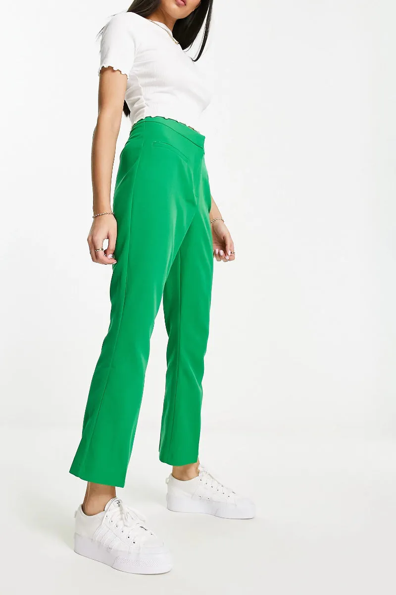 Ex-Miss Selfridge Cropped Flare Trousers Green