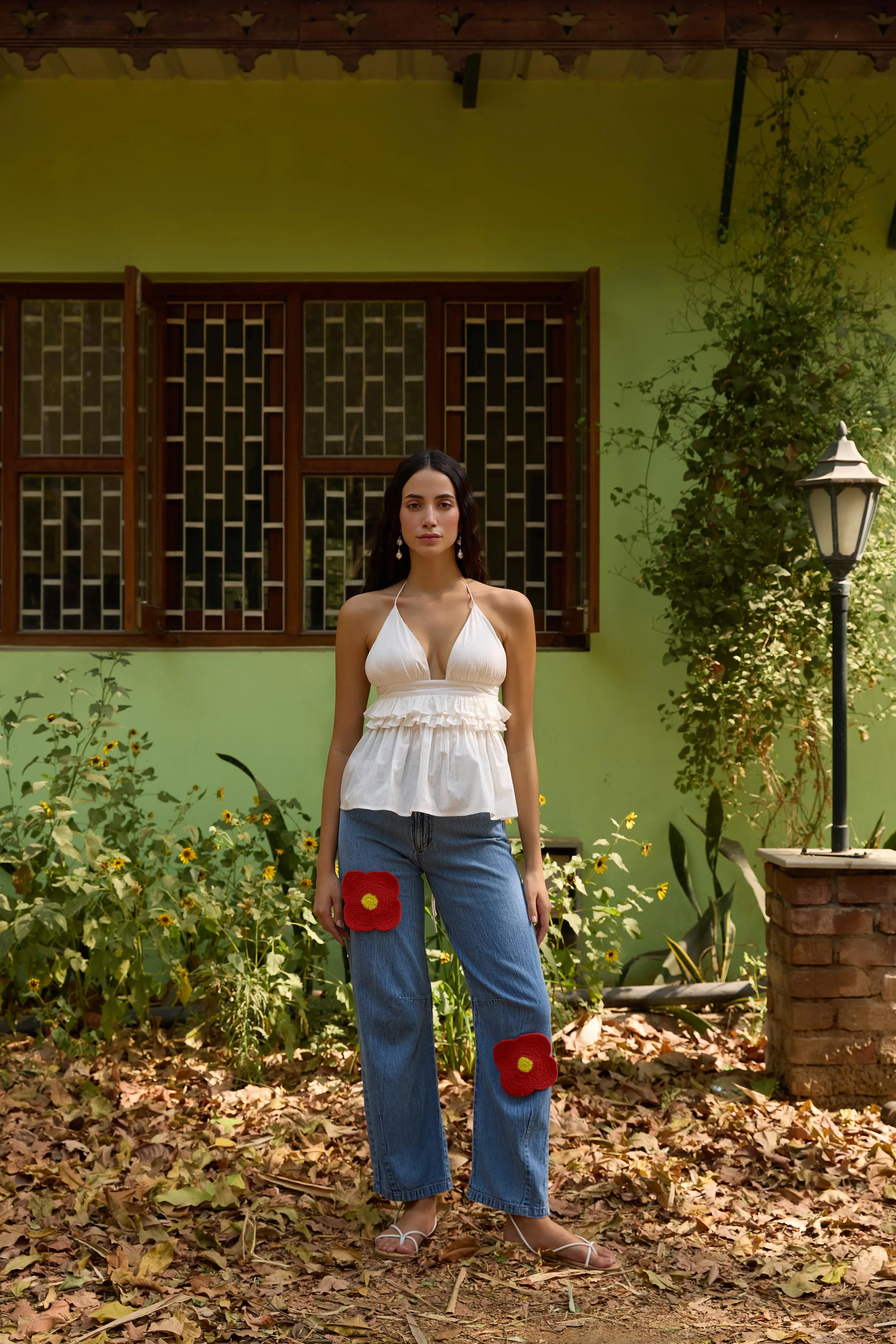Halter Neck Peplum Top