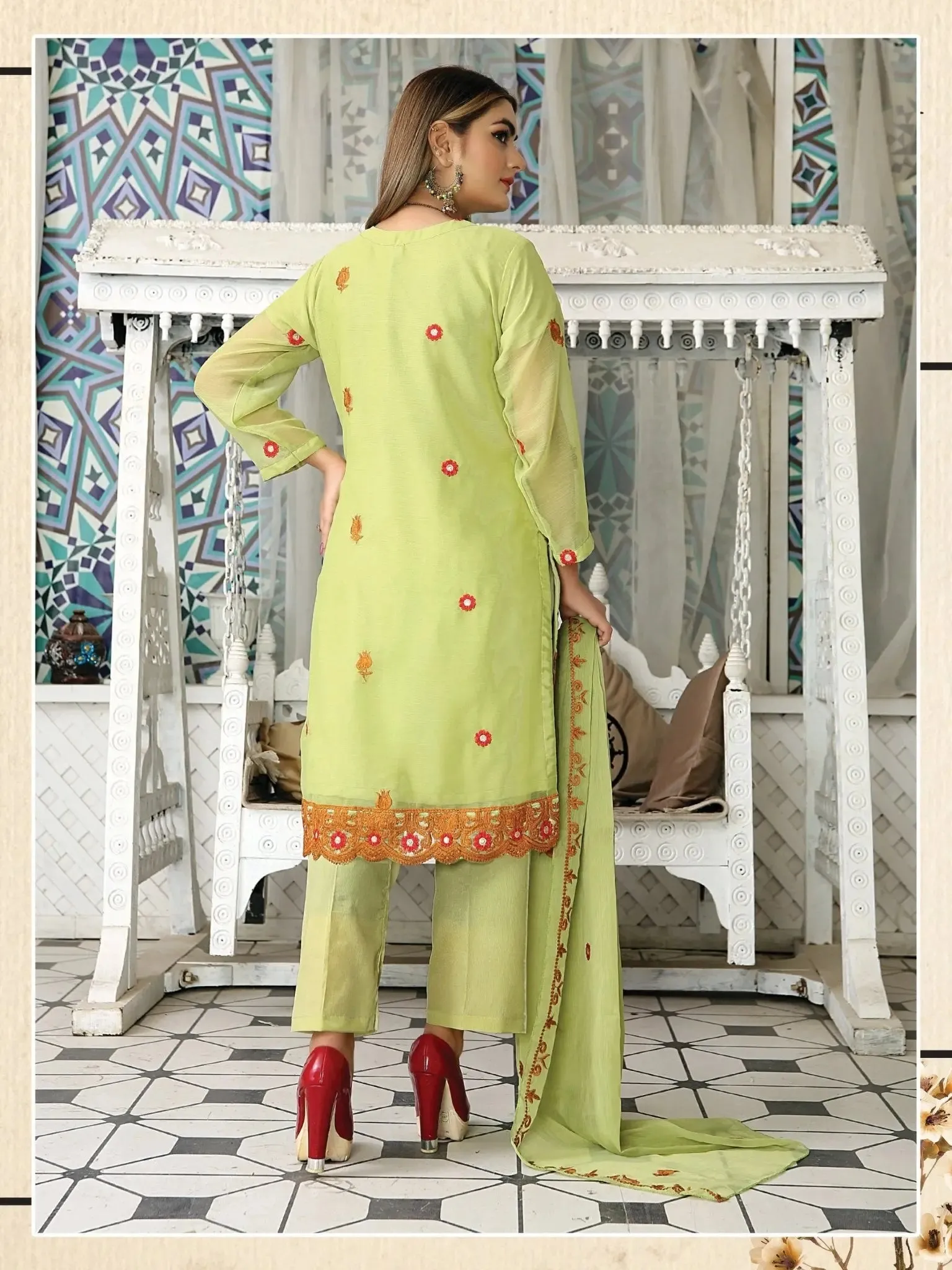 IshDeena Pakistani Dresses for Women Party Wear - Indian Salwar Kameez Suit, Wedding-Ready Chiffon Embroidered 3-Piece Outfit