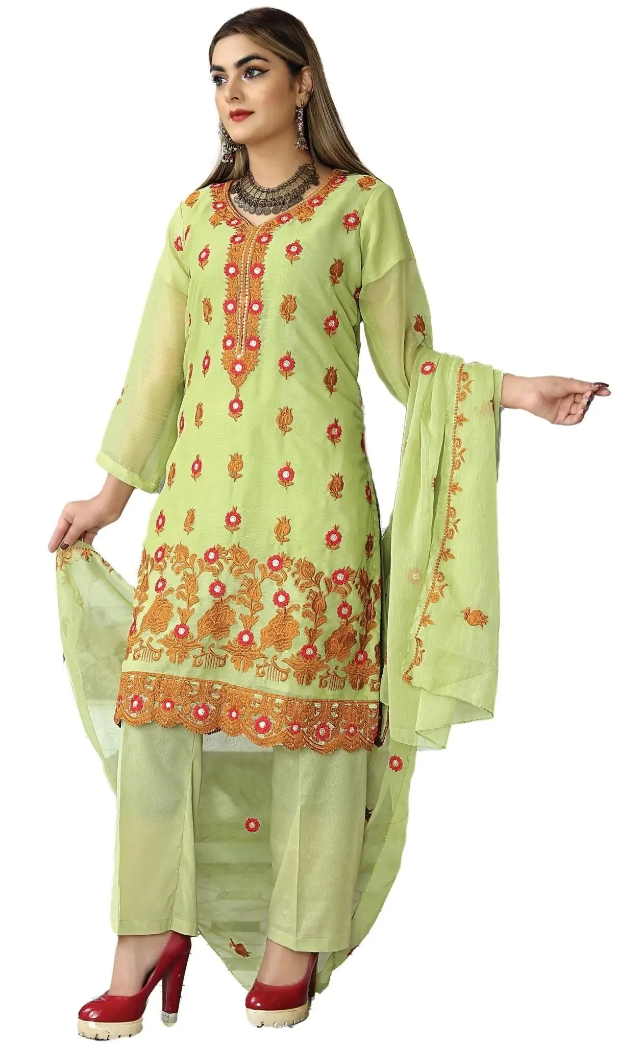 IshDeena Pakistani Dresses for Women Party Wear - Indian Salwar Kameez Suit, Wedding-Ready Chiffon Embroidered 3-Piece Outfit
