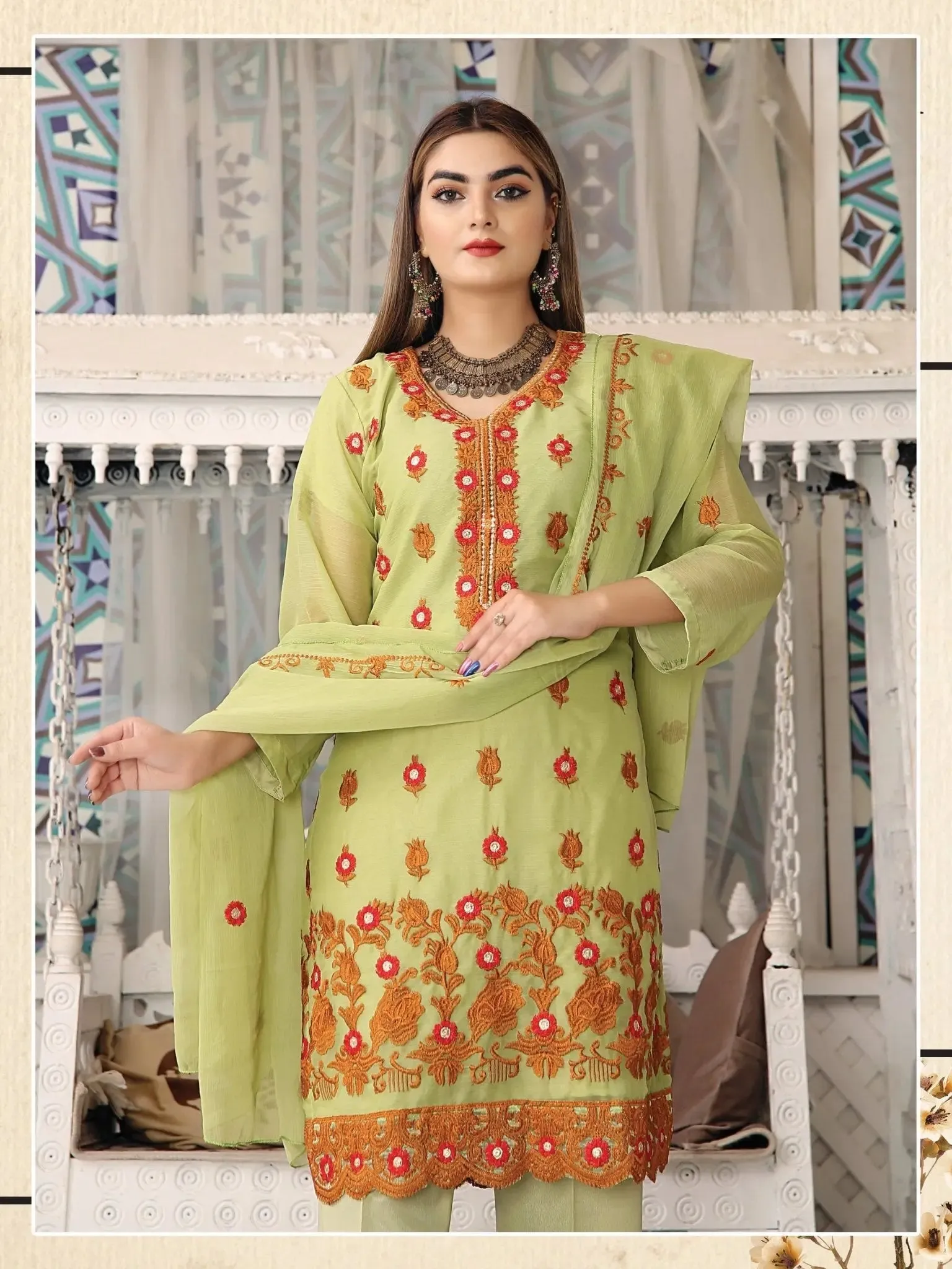 IshDeena Pakistani Dresses for Women Party Wear - Indian Salwar Kameez Suit, Wedding-Ready Chiffon Embroidered 3-Piece Outfit