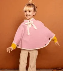Marae Girls Cape - Rose Pink with Winter White Trim