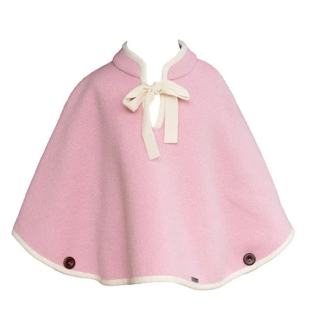 Marae Girls Cape - Rose Pink with Winter White Trim