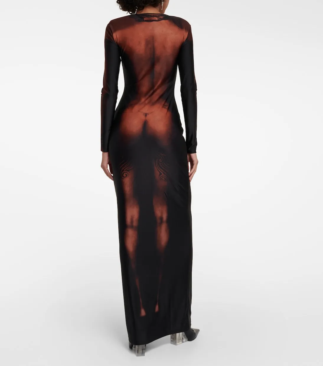 Maxi trompe l'œil dress from the Jean Paul Gaultier tattoo collection, multicolor