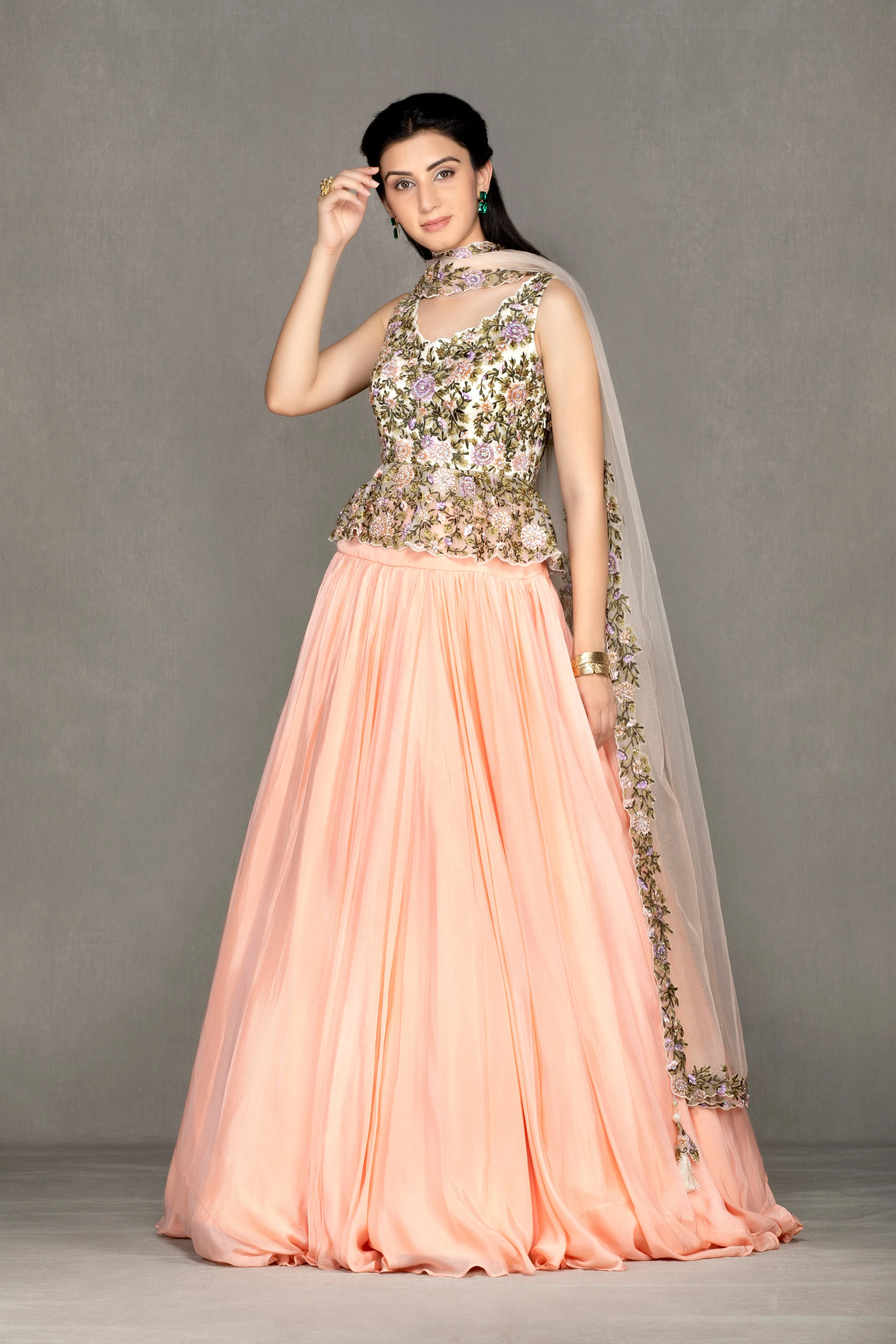 Organza Peplum Lehenga