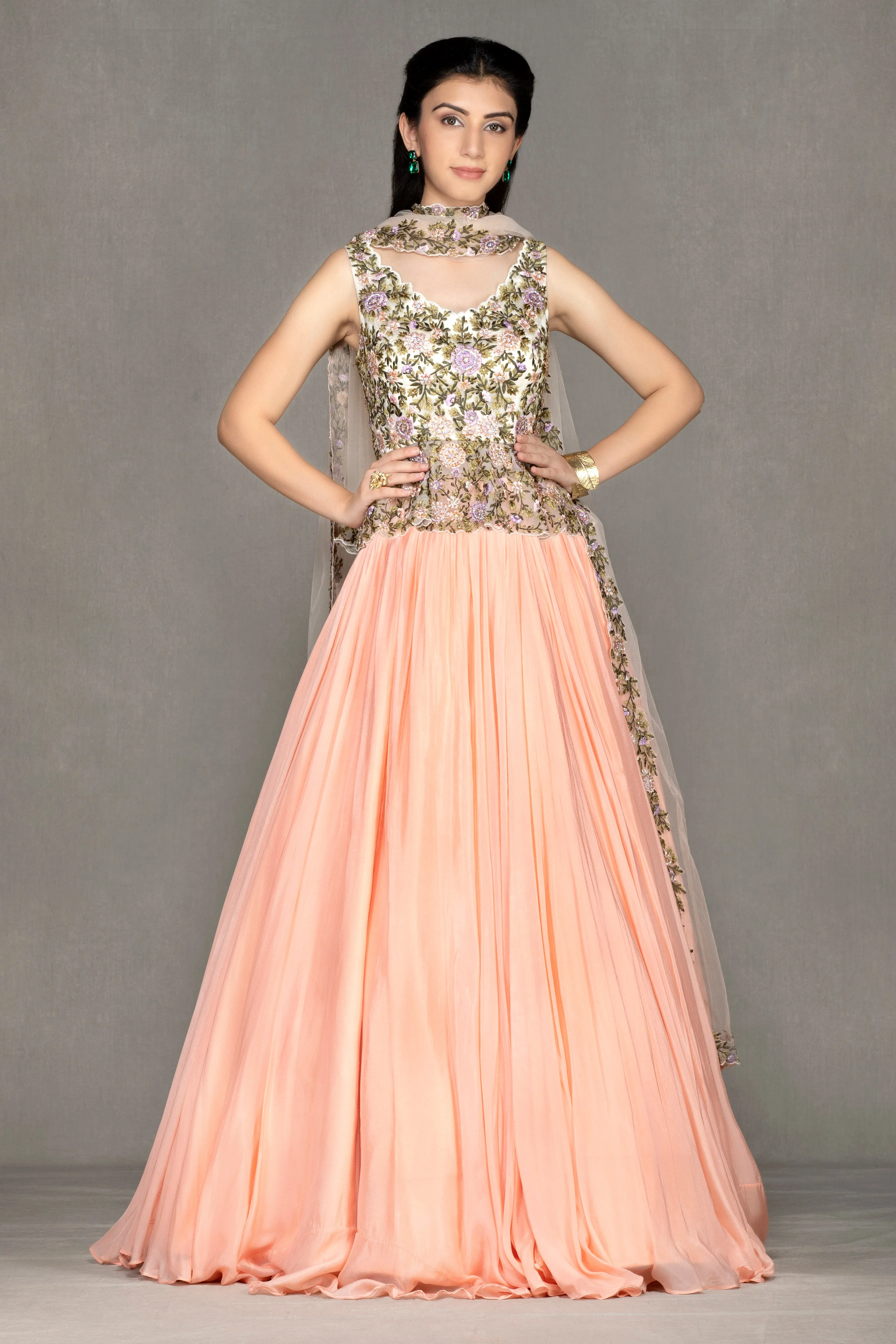 Organza Peplum Lehenga