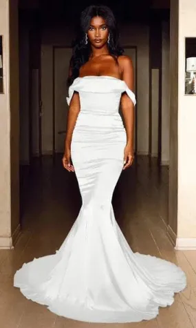 Plaid White Evening Dress