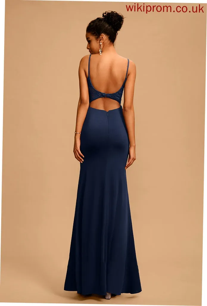 Prom Dresses Floor-Length Jersey Sequins With Hailie Scoop Neck Lace Beading Sheath/Column