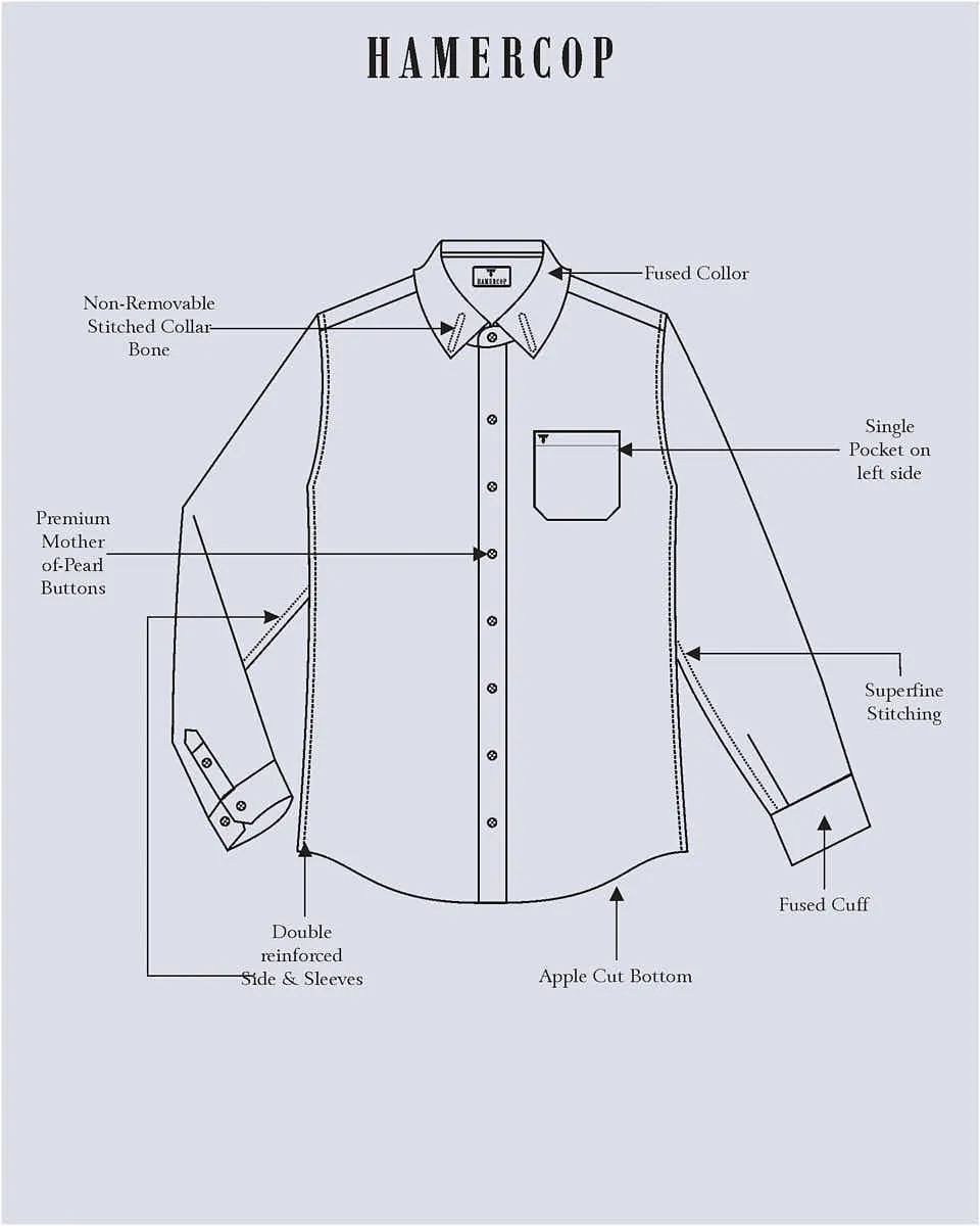 Rhino Blue With White Weft  Stripe Cotton Shirt