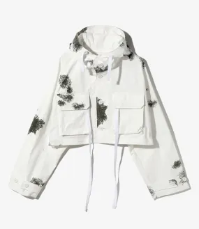 Short Cape - White - Cotton Canvas / Snow Camo Printed