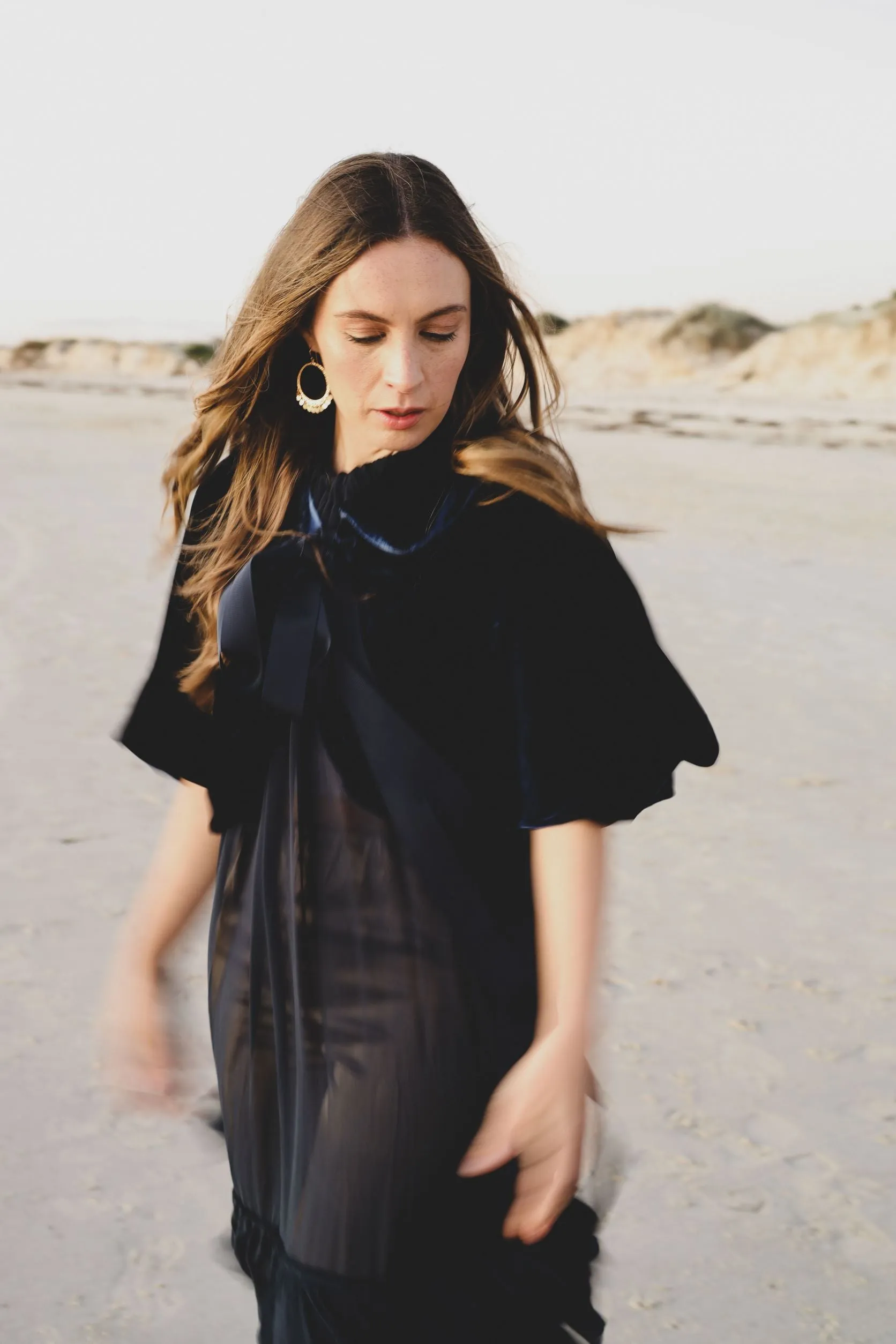Silk velvet cocoon capelet - Old gold