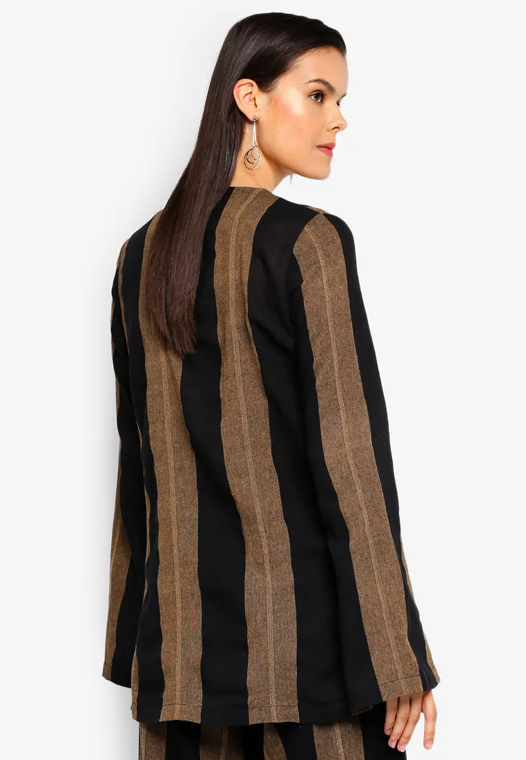 Striped Linen Double Breasted Top