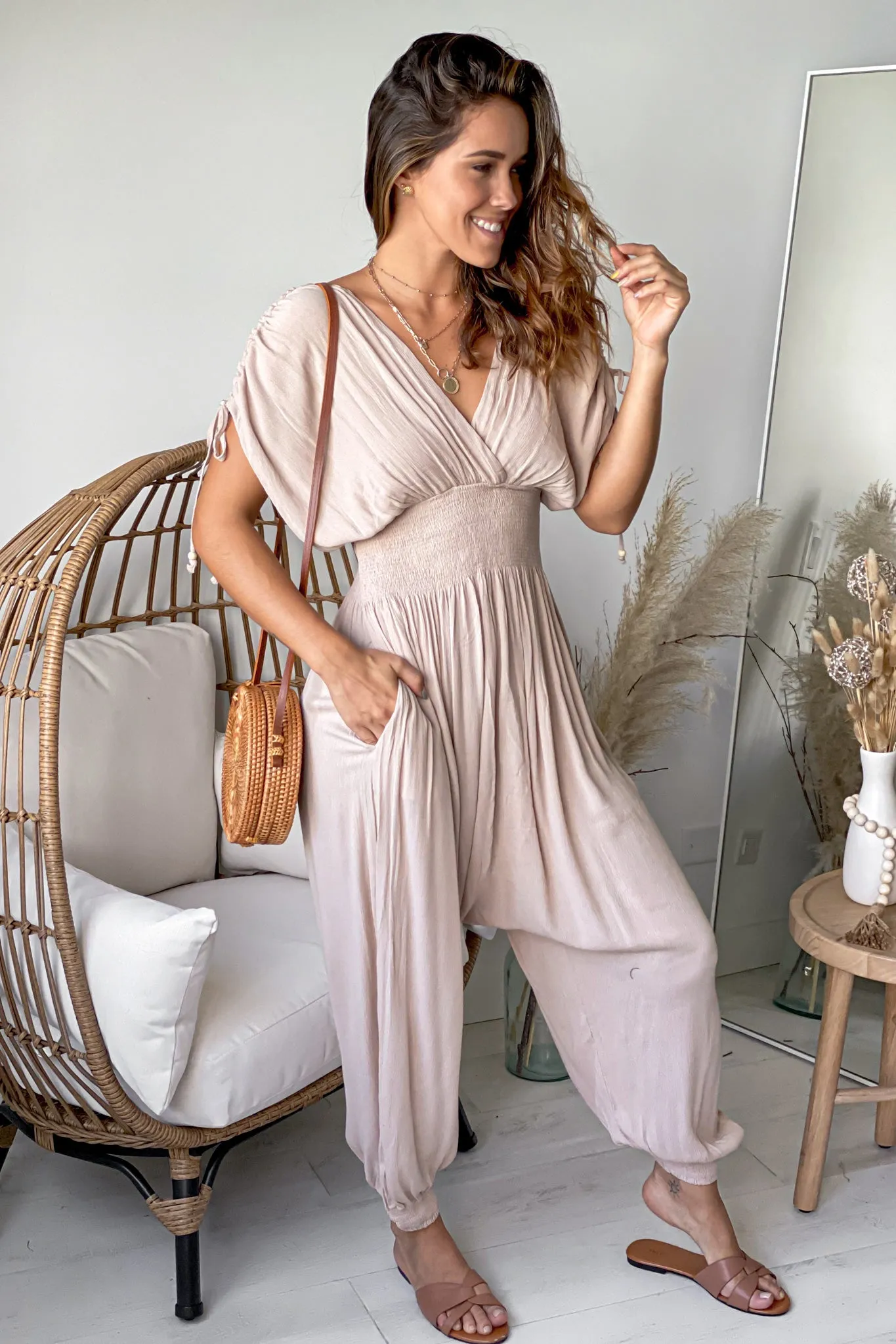Taupe Baggie Style Jumpsuit