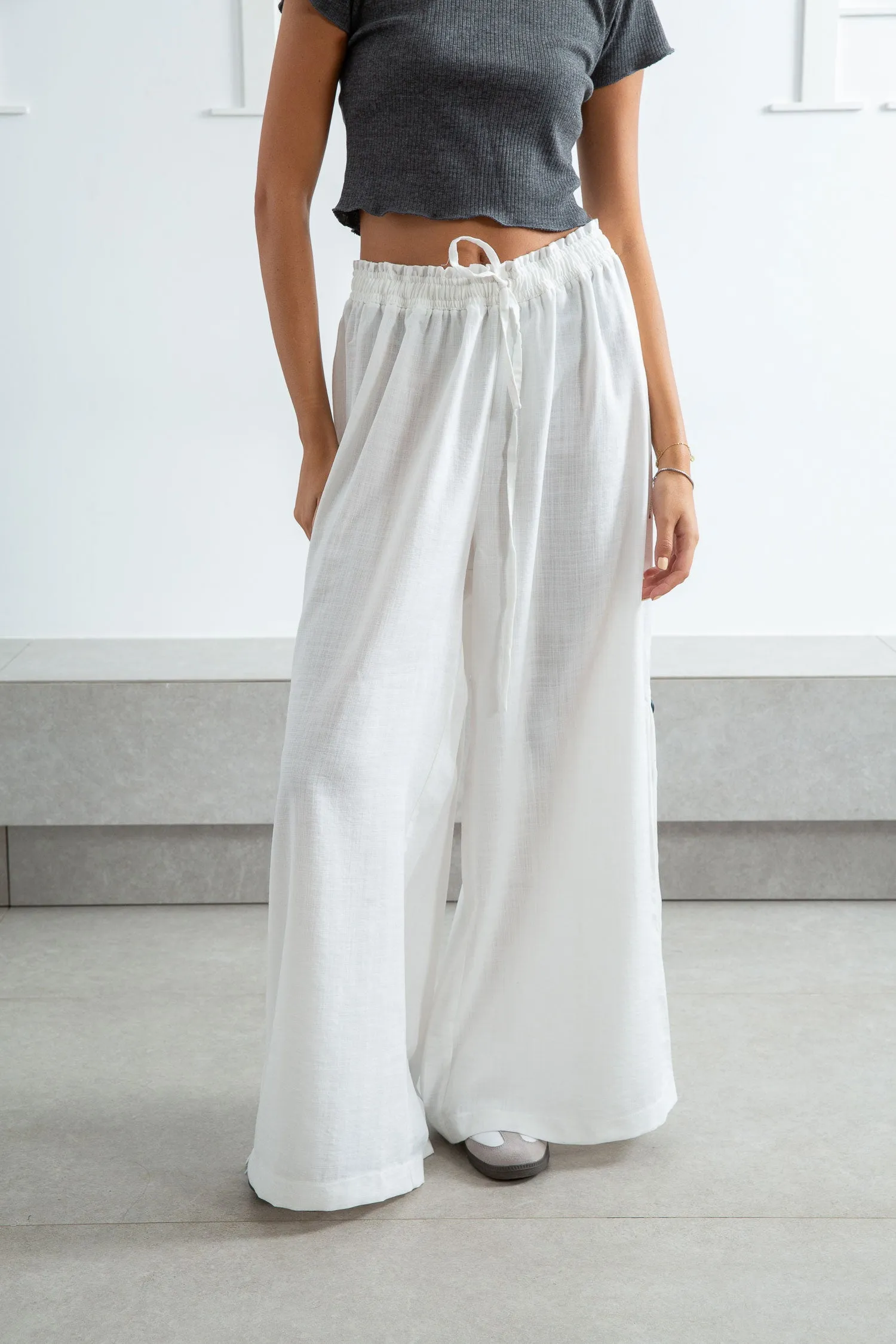White Side Slit Pants - Zola
