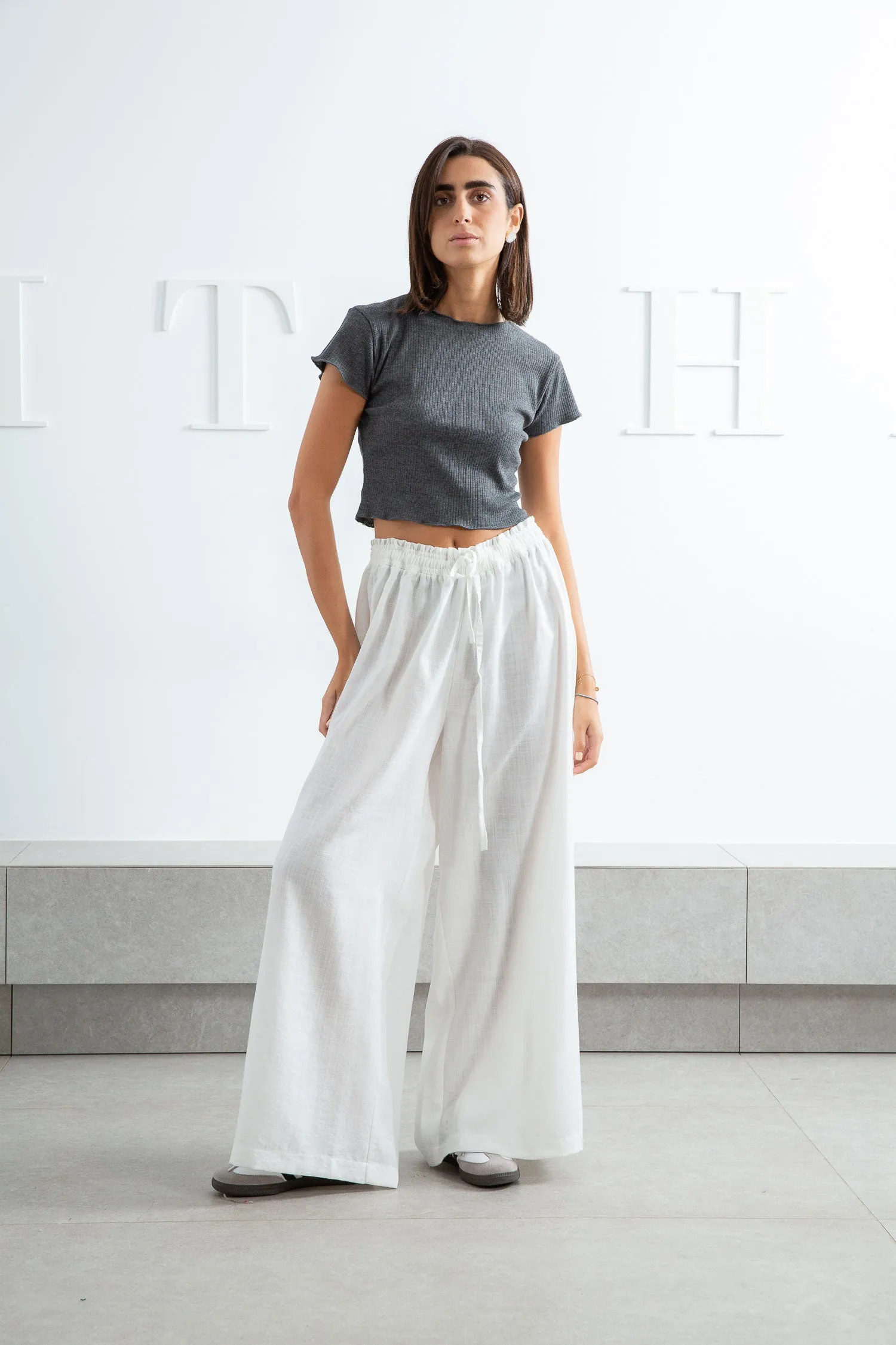 White Side Slit Pants - Zola