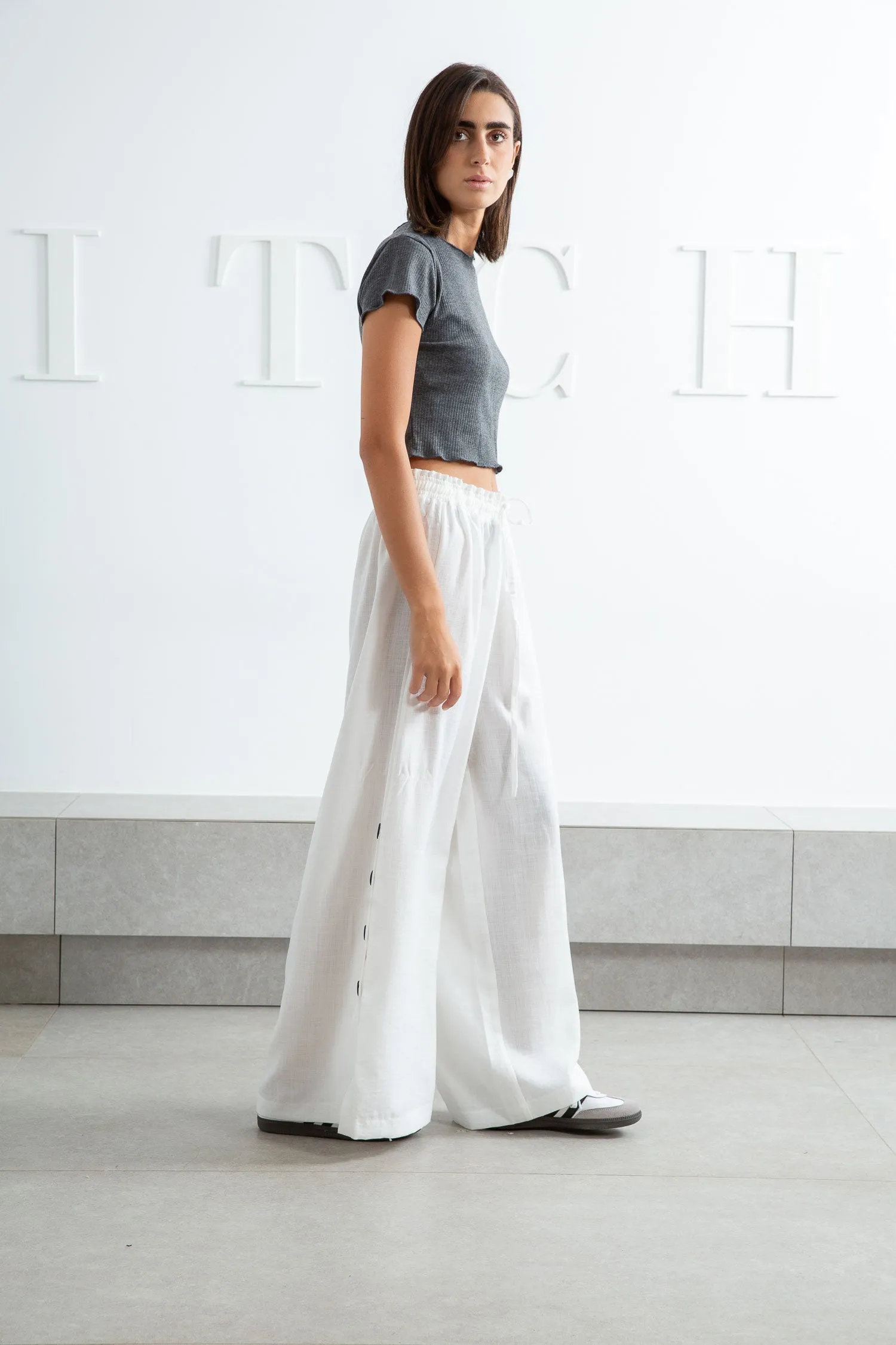 White Side Slit Pants - Zola