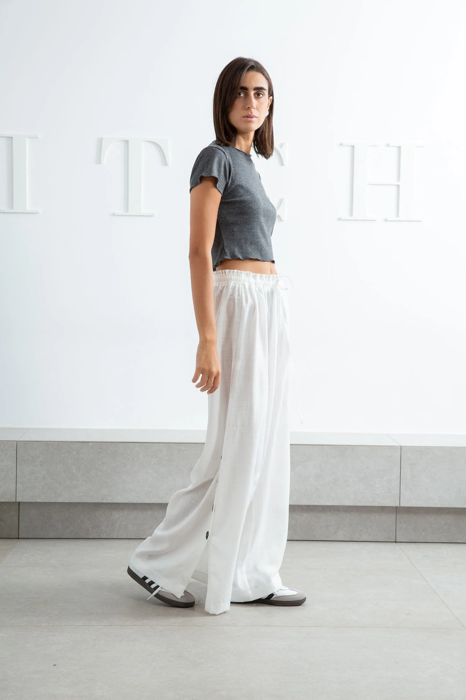White Side Slit Pants - Zola