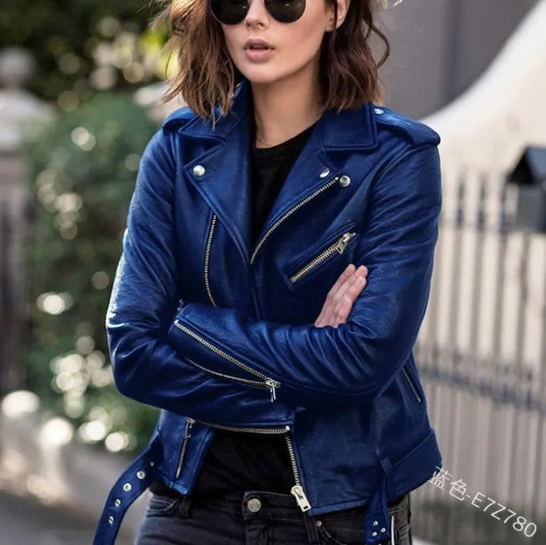 Women's slim leather jacket