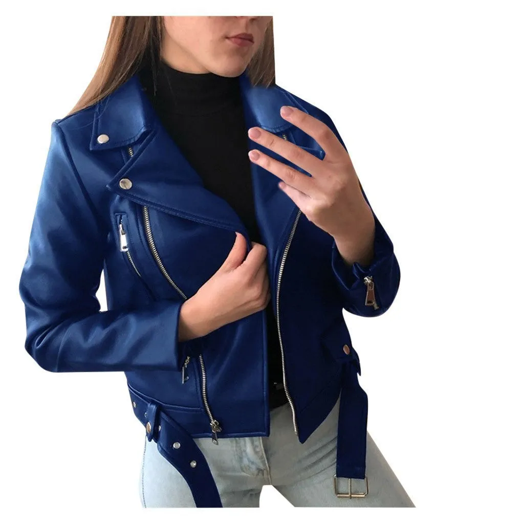 Women's slim leather jacket