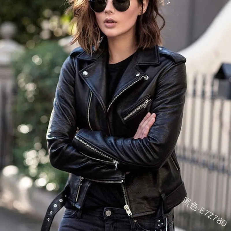 Women's slim leather jacket