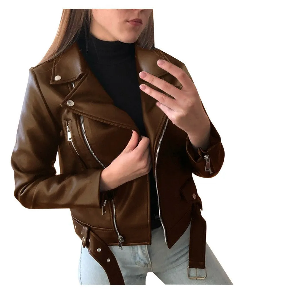 Women's slim leather jacket