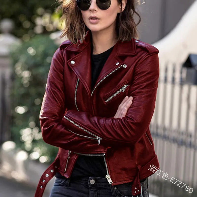 Women's slim leather jacket