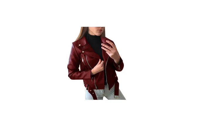 Women's slim leather jacket