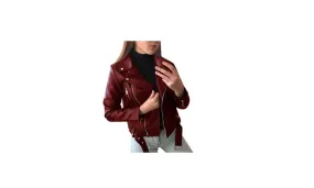 Women's slim leather jacket